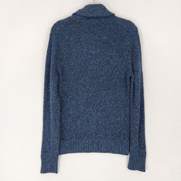 American Eagle Sweater Mens Medium Blue Shawl Collar Athletic Fit Wool Blend NEW - Picture 9 of 10